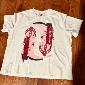 Small Queen of Sparkles pink boots tee